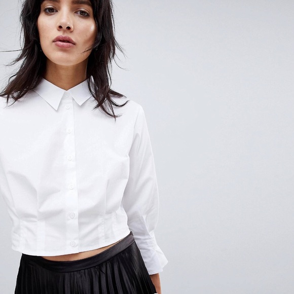 ASOS Tops - ASOS WHITE pleated crop shirt